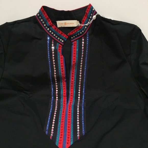 Tory Burch Crystal Embellished Tunic -Black -US 6 -NWT - Picture 5 of 10